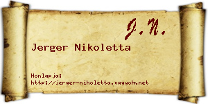 Jerger Nikoletta névjegykártya